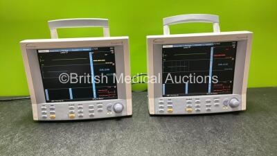 2 x Datascope Passport 2 Patient Monitors Including ECG, SpO2 and T1 Options (Both Power Up) *SN TS128481E8, TS149806A9*