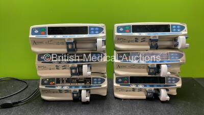 6 x Alaris Asena GH Syringe Pumps (All Power Up, 2 with Service Required Messages-See Photo)