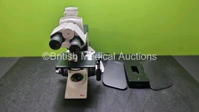 Leica DM2500 Bench Binocular Microscope with HC Plan 10 x / 22 Eyespieces and Baseplate (Powers Up with Good Bulb)