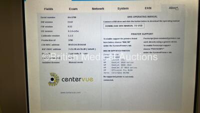 Centervue DRS Automatic Retinal Camera Software Version on Motorized Table (Powers Up) *S/N 3786* **Mfd 01/2017** ***IR824*** - 5