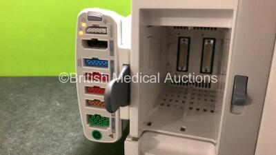 GE Carescape B650 Touch Screen Patient Monitor *Mfd - 2019* with 1 x GE Dinamap Ref- 2016793-002 Patient Data Module Including ECG, Temp/CO, P1/P3, P2/P4, SpO2 and NIBP Options *Mfd 2019* (Both Power Up - New and Unused in Box) **SN SQC18510030HA / SPX190 - 3