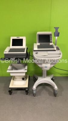 1 x GE MAC 5000 ECG Machine on Stand (No Power - Missing Cover - See Pictures) and 1 x Marquette Mac 5000 ECG Machine on Stand (No Power)