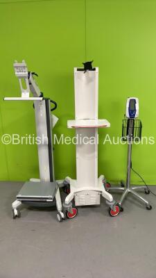 1 x Arthrex Stack Trolley, 1 x Pentax Trolley and 1 x Welch Allyn SPOT Vital Sign Monitor on Stand (Powers Up)