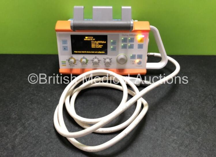 Drager Oxylog 3000 Plus Transport Ventilator Software Version 01.07 with Hose (Powers Up)