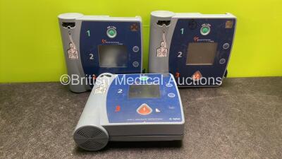 3 x Agilent Heartstart FR2 Defibrillators (All No Power, 2 with Damage Casings-See Photos, Batteries not Included)