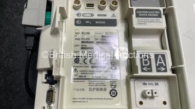 2 x Philips Heartstart MRx Defibrillators Including Pacer ,ECG and Printer Options with 2 x Paddle Leads, 2 x Philips M3725A Test Loads, 2 x 3 Lead ECG Leads, 2 x Philips M3538A Batteries and 2 x Philips M3539A Modules (Both Power Up) *SN US00535031, US00 - 6