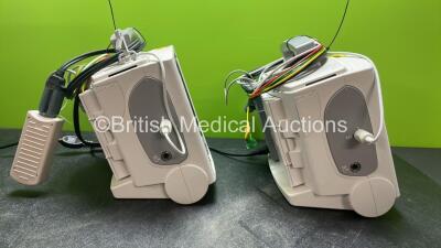 2 x Philips Heartstart MRx Defibrillators Including Pacer ,ECG and Printer Options with 2 x Paddle Leads, 2 x Philips M3725A Test Loads, 2 x 3 Lead ECG Leads, 2 x Philips M3538A Batteries and 2 x Philips M3539A Modules (Both Power Up) *SN US00564938, US00 - 4