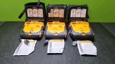 3 x Medtronic Lifepak CR Plus Defibrillators with 3 x Electrode Pack *Out of Date* in Carry Cases (All Power Up) *SN 44644192 / 43438037 / 47425601*