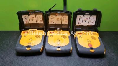 3 x Medtronic Lifepak CR Plus Defibrillators and 3 x Electrode Pack *Out of Date* in Carry Cases (All Power Up) *SN 44312640 / 43703890 / 31422116*