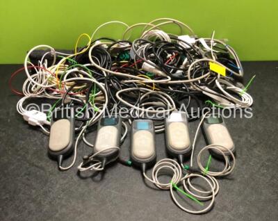 Job Lot of Various Defibrillator Cables and 5 x Laerdal CPR Meters (Some Cables Cut - See Photos)