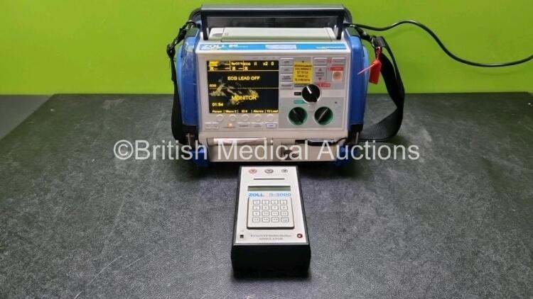 Zoll M Series Biphasic 200 Joules Max Defibrillator Including Pacer, ECG , SpO2 and Printer Options (Powers Up) with 1 x Battery and 1 x Zoll S-3000 ECG / NTP Defibrillator Simulator