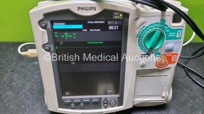 Philips Heartstart MRx Defibrillator / Monitor Including, ECG, SpO2, NIBP, CO2 and Printer Options, with 1 x M3725A Test Load,1 x Paddle Lead, 1 x Philips M3539A Module, 1 x M3538A Battery and 1 x Philips M1674A 3 Lead ECG Lead (Powers Up, Small Chip in S - 2