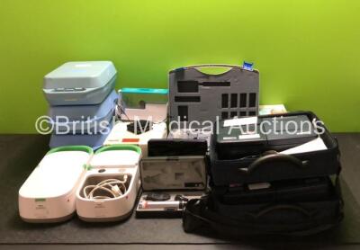 Large Mixed Lot Including 2 x SpiroLab II Spirometers, 4 x Microdot Blood Glucose Monitoring Systems, 1 x Microlab Spirometer in Case, 3 x Medix Nebulizers, 2 x Philips Respironics Nebulisers (1 x Missing Casing), 1 x Medicaid Nebulizer and 2 x Keeler Ot