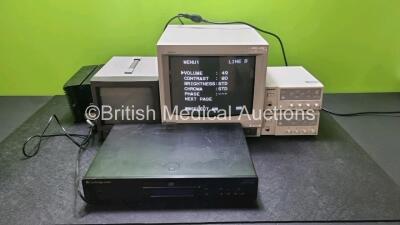 Mixed Lot Including 2 x Sony DXC-C33P Camera Control Unit, 1 x Sony Trinitron Monitor, 1 x JVC TM-1010PN-K Monitor, 1 x Cambridge Audio Topaz DVD Player and 1 x Bird 300-TFN Unit (All Units Power Up)