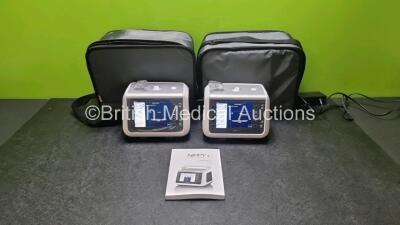 2 x Brease Medical Nippy 4+ Ventilators with SpO2 and CO2 Options and 2 x Power Supplies in Carry Case Both (Power Up)