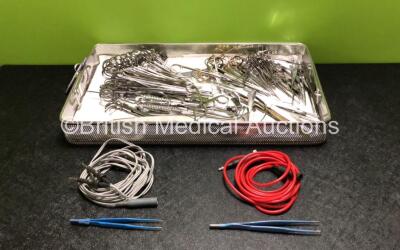 Job Lot of Surgical Instruments and 2 x Diathermy / Electrosurgical Forceps with 2 x Diathermy Cables