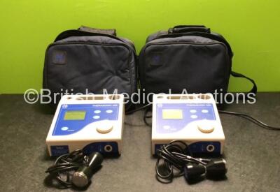 2 x EMS Therasonic 455 SoLo Ultrasounds with 2 x Probes in Carry Cases (Both Power Up) *SN 91225 / 91232*