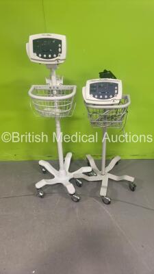 2 x Welch Allyn 53N00 Vital Signs Monitors on Stands (No Power - 1 x Missing Battery)