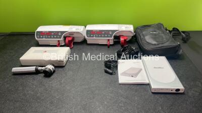 Mixed Lot Including 2 x Argus 600 S Syringe Pumps (Both Power Up) 1 x Heine Germany Delta 20 Rechargeable Dermatoscope (Powers Up) 1 x ResMed Power Station II Battery Pack with Connection Lead