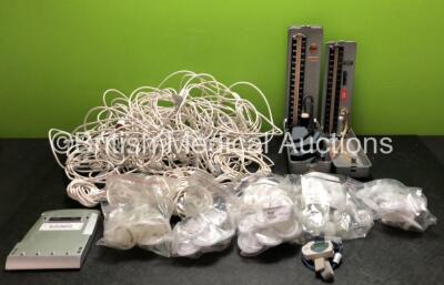 Mixed Lot Including 1 x Konica Minolta Pulsox-300i, 1 x Breas Vivo 40 Battery (Untested) Quantity of Laerdal Aerosol Filters, 40 x Ohio Suction Filters, Quantity of Utah Medical Merlin 7800 Series Cables, 2 x Sphygmomanometers, 2 x Seca Baby Weighing Scal