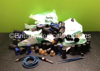 Mixed Lot of Microscope Caps / Covers / Handles, 1 x Diathermy Forceps and 1 x Cuda Fibre Optic Light Source Cable