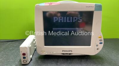 Philips IntelliVue MP50 Patient Monitor with 1 x Philips M3001A Module Include ECG, SpO2, NBP Options (Powers Up with Damage and Missing Dial-See Photo) *SN DE82087437, DE907Y9646*