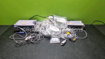 Job Lot Including 1 x Puritan Bennett Nellcor N-595 Oximeter with 2 x Sp02 Finger Sensor Connectors (Powers Up with EEE 529 Error) 1 x Puritan Bennett N-560 Oximeter (No Power) add Job Lot Interface Eport Cables *SN GO2851244 / 018105100193*