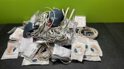 Large Quantity of Patient Monitoring Cables Including Sensors, NIBP Hoses and BP Cuffs