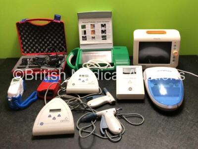 Mixed Lot Including BardScan II with Transducer, 1 x Covidien Genius 2, 1 x StrongHealth Compressor Nebulizer, 2 x Obtura Percha Systems with Handpieces, 1 x Philips SureSigns VS3 Patient Monitor and 1 x HemoCue Hb 201+ Unit in Case *S/N 0820013025 / US9