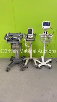 1 x Welch Allyn Propaq LT Monitor on Stand, 1 x Datascope Duo Patient Monitor with Stand (Damaged Mounting Point - See Pictures) and 1 x SonoSite Universal Stand (Powers Up)