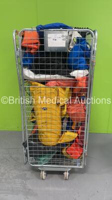 Cage of Mixed Ambulance Equipment Including Splints, Braces and Mats (Cage Not Included)