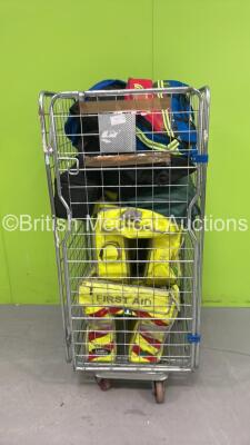 Cage of Mixed Ambulance Equipment Including Cycle Response Units Bags, Splints and Bags (Cage Not Included)