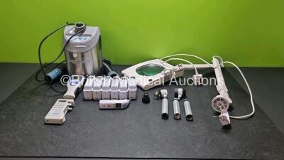 Mixed Lot Including 1 x Magnification Lamp, 1 x Hoover Tech Vacuum, 7 x Welch Allyn Braun Ear Thermometers, 3 x Heine Beta L USB with Delta 20 T and Delta 20 Plus Dermatoscopes Attachment (Damage to Delta 20 Plus Attachment - See Photo) 1 x WelchAllys Sur