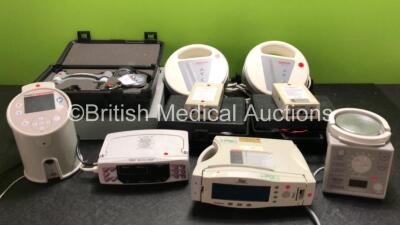 Mixed Lot Including 1 x Kanmed Baby Warmer, 2 x Biegler BW685 Warmers, 1 x BCI Mini-Torr Plus Monitor, 1 x Masimo Radical Signal Extraction Pulse Oximeter (Damage to Casing - See Photos) 2 x Wescor Webster 3700 Sweat Inducers in Cases, 1 x Fisher & Paykel