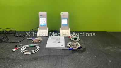 2 x Otometrics Madsen AccuScreen ABR/TE Hearing Screeners with 2 x Power Supplies, 2 x Cradles and Accessories (Both Power Up) *SN 432209, 432213*