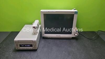 Mixed Lot Including 1 x Philips IntelliVue MP70 Patient Monitor (Powers Up with Blank Screen) with 1 x M3015A Module Including Press, Temp and CO Options and 1 x Sony DVO-1000MD DVD Recorder (Powers Up) *SN DE4556279 / 34835 / DE35017500*