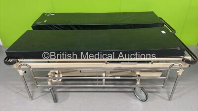 2 x Huntleigh Nesbit Evans Hydraulic Patient Transfer Trolley with Mattresses (Hydraulics Tested Working)