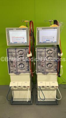 2 x Fresenius Medical Care 5008 Cordiax Dialysis Machines - Software Version 4.58 - Running Hours 28998 / 33319 (Both Power Up 1 x Gear Pump Drive Error - 1 x BTM Error - See Pictures)