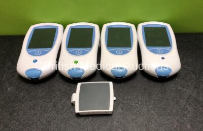 4 x Roche CoaguChek XS Plus Meters with 4 x Battery Packs (Untested Due to No Power Supply and Flat Batteries) *SN 0117994 / 0096641 / 0090597 / 0106181*