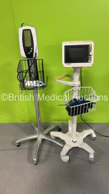 1 x Philips SureSigns VM4 Monitor on Stand and 1 x Welch Allyn Vital Signs Monitor on Stand (Both Power Up) *US93502911*