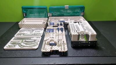 Job Lot Including 1 x Stryker Howmedica Implant Screw Set (Incomplete - See Photo), 1 x Stryker Howmedica Basic Instrument Set and 1 x Stryker Osteosynthesis Implant Case Plate Set (Incomplete - See Photo)