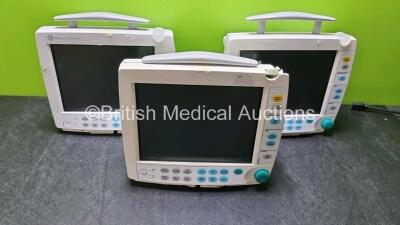 3 x GE Datex-Ohmeda F-FM-00 Patient Monitors (Untested Due To Damage - See Photos)