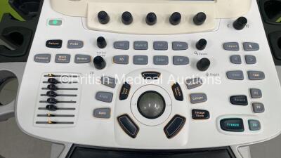 GE Vivid E9 Flat Screen Ultrasound Scanner *S/N VE96026* **Mfd 09/2013** Application Software Version 113 Revision 1.8 System Software Version 104.3.6 with Sony UP-D897 Digital Graphic Printer (Powers Up - Missing Dials - See Pictures) ***IR820*** - 2