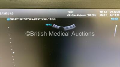 Samsung HS70A Flat Screen Ultrasound Scanner *S/N S0WPM3HG700009V* **Mfd 07/2015** Software Version 2.01.09.1126 with 1 x Transducers / Probes (CA1-7A *Mfd 05/2018*) and Sony UP-X898MD Hybrid Graphic Printer (Powers Up) ***IR823*** - 5