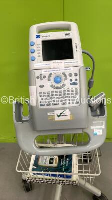 SonoSite 180 Plus Hand-Carried Ultrasound System Ref P04247-01 *S/N 033LWR* **Mfd 01/2005* with 1 x Transducer / Probe (L38/10-5 MHz Ref P04101-51 *Mfd 02/2005*) on SonoSite Cart (Not Power Tested Due to No Power Supply)