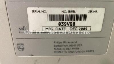 Philips iU22 Flat Screen Ultrasound Scanner on F.3 Cart *S/N 039VQ8* **Mfd 12/2009** Software Version 5.1.0.206 with 6 x Transducers / Probes (L17-5 / L9-3 / C5-1 / C8-5 / L15-7io and C8-4v) and Sony UP-D897 Digital Graphic Printer (Powers Up) ***IR798*** - 18