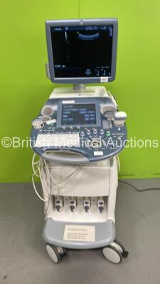 GE Voluson E6 BT13.5 Flat Screen Ultrasound Scanner *S/N D63616* **Mfd 03/2015** Software Version EC250 (14.0.6.1639) with 4 x Transducers / Probes (C4-8-D Ref 5336340 *Mfd 02/2015* / RAB6-D Ref H48681MG *Mfd 03/2015* / IC5-9-D Ref 5194434 *Mfd 01/2015* a