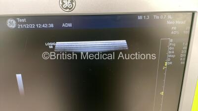 GE Logiq S8 Flat Screen Ultrasound Scanner Ref 5478058 *S/N 256901SU0* **Mfd 05/2014* Software Version R2 Software Revision 3.0 with 3 x Transducers / Probes (9L-D Ref 5194432 *Mfd 02/2014* / L8-18i-D Ref 5336965 *Mfd 05/2014* and S4-10-D Ref 5394804 *Mfd - 5