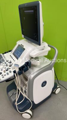 GE Logiq E9 Flat Screen Ultrasound Scanner Ref 5205000-7 *S/N 126052US0* **Mfd 03/32014* Software Version R4 Revision 3.0 with 1 x Transducer / Probe (9L-D Ref 5194432 *Mfd 08/2011*) and Sony UP-D897 Digital Graphic Printer (Powers Up - Keyboard will not - 7