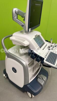 GE Logiq E9 Flat Screen Ultrasound Scanner Ref 5205000-7 *S/N 126052US0* **Mfd 03/32014* Software Version R4 Revision 3.0 with 1 x Transducer / Probe (9L-D Ref 5194432 *Mfd 08/2011*) and Sony UP-D897 Digital Graphic Printer (Powers Up - Keyboard will not - 9